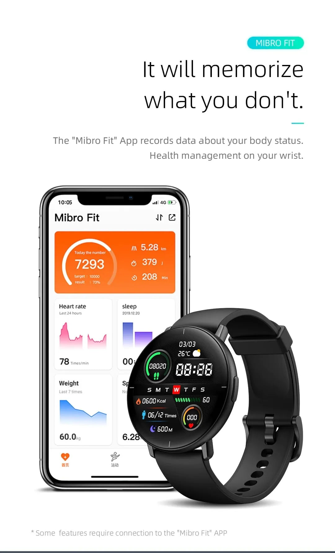 Mibro Lite Sleek AMOLED Smartwatch with Always On Display